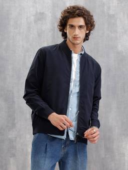 WROGN - Lightweight Shell Slim Fit Navy Blue Bomber Jacket