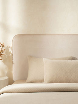 Maspar - Colorart Blaize Solid Weave 256 Gsm Cotton Silver Grey Standard Pillow Covers Set