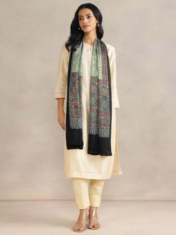 Fabindia - Black Viscose Blend Ajrakh Printed Stole