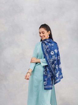 Fabindia - Indigo Blue Silk Batik Printed Stole