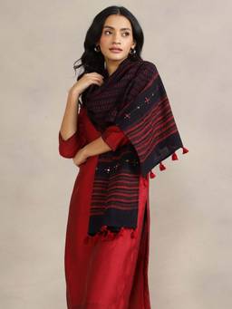 Fabindia - Black Cotton Dabu Stole