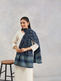 Fabindia - Indigo Blue Cotton Dabu Printed Stole