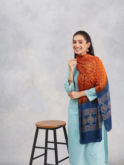 Fabindia - Orange Modal Ajrakh Printed Stole