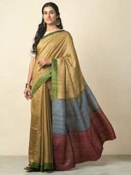 Fabindia - Silk Tussar Block Printed Sari