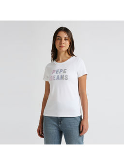 Pepe Jeans - White Solid Short Sleeve T-Shirt