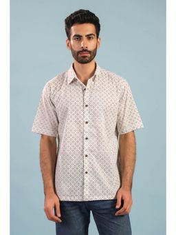 RATAN JAIPUR - Star Rhombus Buti Cotton Shirt- Beige
