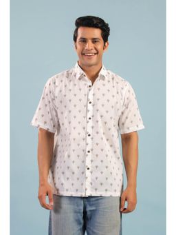 RATAN JAIPUR - Classic Buti Cotton Shirt - White