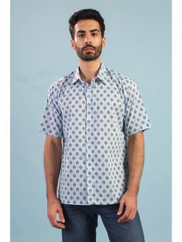 RATAN JAIPUR - Neptune Buti Cotton Shirt - Blue