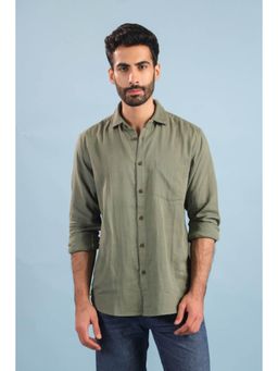 RATAN JAIPUR - Men's Double Gauze Cotton Shirt - Olive