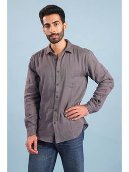 RATAN JAIPUR - Men's Double Gauze Cotton Shirt - Charcoal Grey