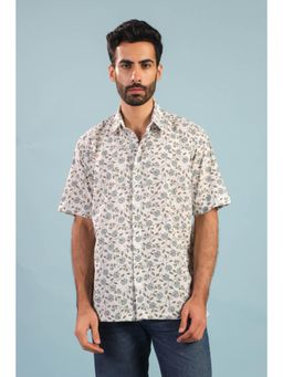 RATAN JAIPUR - Floral Vine Cotton Shirt - Blue