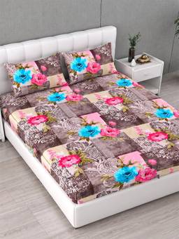 Home Affairs - Multi-Color 250 Tc Bedsheet with 2 Pillow Covers