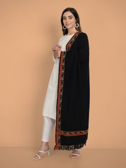 Zamour - Womens Kullu Woven Black Shawl