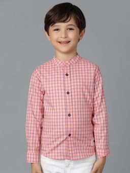 Tales & Stories - Boys Pink Checked Cotton Shirt