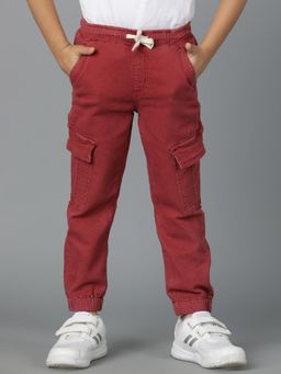 Tales & Stories - Boys Maroon Washed Lycra Joggers