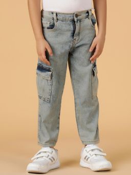 Tales & Stories - Boys Khaki Tint Washed Lycra Cargo