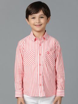 Tales & Stories - Boys Red Striped Cotton Shirt