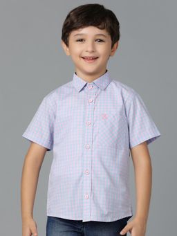 Tales & Stories - Boys Pink & Sky Blue Checked Cotton Shirt