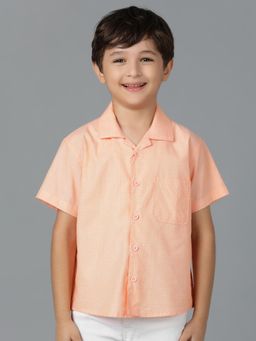 Tales & Stories - Boys Peach Printed Cotton Shirt