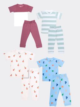 Orange Sugar - T-Shirt & Pant Berry, Forest, Oranges, Underwater (Pack of 4)