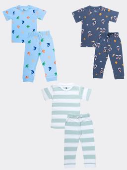 Orange Sugar - T-Shirt & Pant Forest, Space, Underwater (Pack of 3)