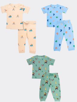 Orange Sugar - T-Shirt & Pant Jungle Safari, Fox On The Go & Wonders (Pack of 3)