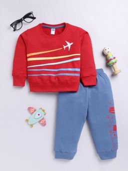 Nottie Planet - Loopknit Boy's T-Shirt with Bottom Red (Set of 2)