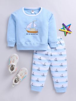 Nottie Planet - Loopknit Boy's T-Shirt with Bottom Blue (Set of 2)