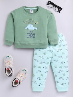 Nottie Planet - Loopknit Boy's T-Shirt with Bottom Green (Set of 2)