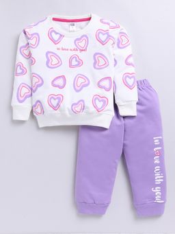 Nottie Planet - Loopknit Girl's T-Shirt with Bottom Lavender (Set of 2)