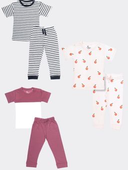 Orange Sugar - T-Shirt & Pant Orange, Berry, Zebra (Pack of 3)