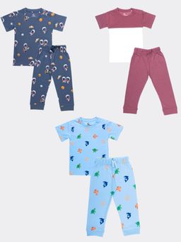 Orange Sugar - T-Shirt & Pant Space, Berry, Underwater (Pack of 3)