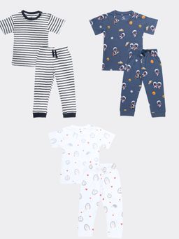 Orange Sugar - T-Shirt & Pant Spikey, Space, Zebra (Pack of 3)