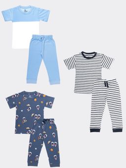 Orange Sugar - T-Shirt & Pant Zebra, Summer, Space (Pack of 3)