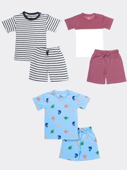 Orange Sugar - T-Shirt & Short Zebra, Underwater, Berry (Pack of 3)