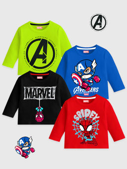 Kuchipoo - Boys Multi-Color Printed Full Sleeves Cotton T-shirts (Pack of 4)