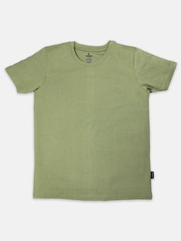 KiddoPanti - Boys Solid Half Sleeves Round Neck T-shirt- Green