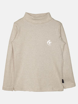 KiddoPanti - Unisex Turtle Neck Full Sleeves T-shirt- Cream