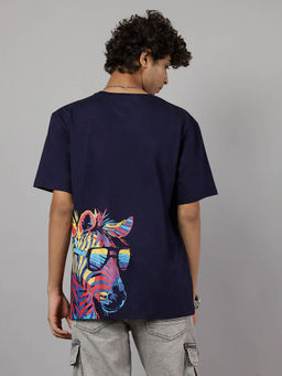 TeenTrums - Boys Oversized Graphic Printed T-shirt- Navy Blue