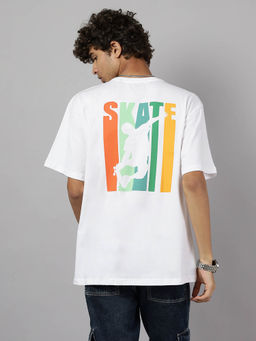 TeenTrums - Boys White Oversized Graphic Printed T-shirt