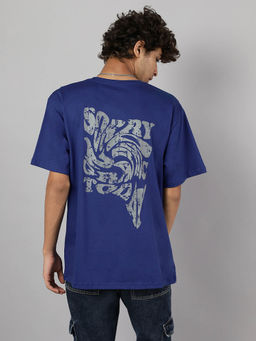 TeenTrums - Boys Royal Blue Oversized Street Style Graphic Printed T-shirt