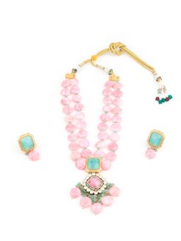 Odette - Pink Marble Beads Long Necklace