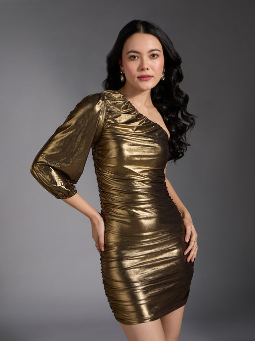 metallic dresses online metallic gold formal dress Zapakasa Women Metallic Satin Gold Prom Dress  with Slit A Line Pleated V Neck Long Formal Dress
