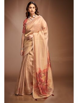 Mysilklove - Alabaster Cream Printed Tissue Saree