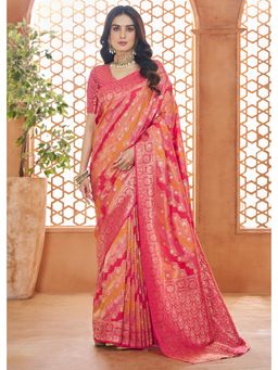 Mysilklove - Rosewood Pink Woven Banarasi Saree