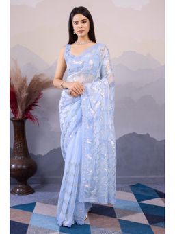 Mysilklove - Clematis Blue Designer Partywear Saree