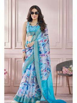 Mysilklove - Boston Blue Banarasi Silk Saree
