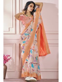 Mysilklove - Carrot Orange Banarasi Silk Saree
