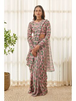 Pasha India - Kobi Pink Ready Saree with Stitched Blouse