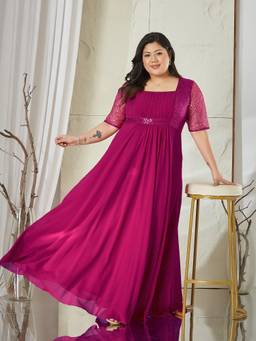 Miss Chase - A+ Curve Collection Plus Size Women Dusty Pink Maxi Dress